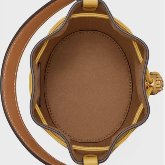 Tory Burch T Monogram Perforated Leather bucket MSRP$488 Statement Piece - Picture 13 of 15
